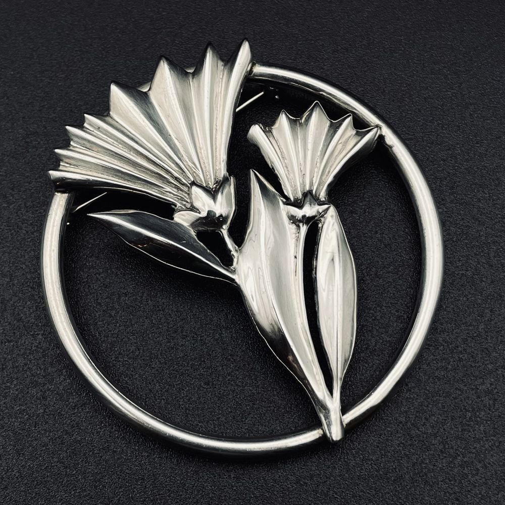 ❗️FINAL‎ SALE❗️ Vintage Sterling Silver Round Floral Brooch Art Nouveau